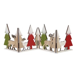 MIJOMA Winter Scene - Christmas Wooden Scene to Stand, 4-Piece Set, to Highlight the Cosiness of Your Home, Ideal for Candlelight (Winter Forest - 40 x 12.5 cm)