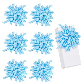 arricraft 6 Pcs Christmas Bow for Presents, Deep Sky Blue Self Adhesive Curly Ribbon Bows with Twist Ties Candy Cane Bows for Christmas Party Decor Crafts Gift Wrapping
