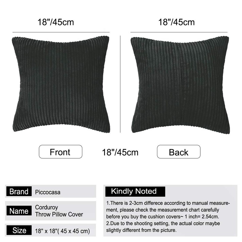 PiccoCasa Corduroy Pillow Cover Decorative Cushion Cover Striped Pillow Case