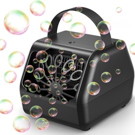 Portable Bubble Machine for Kids with 1800mAh Rechargeable Battery, 400ml Large Tank, Dual Speed Control & USB-C Charging, Indoor Outdoor Bubble Blower Party Toy (Black)
