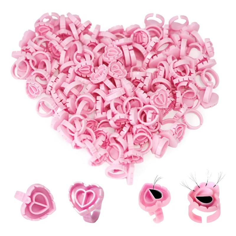 Anillos De Pegamento Para Extensin De Pestaas,100 Anillos Rosa