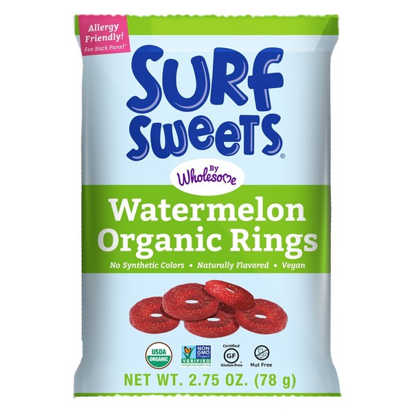 Surf Sweets Organic Watermelon Rings, USDA Organic, Vegan, Gluten Free & Non-GMO, 2.75 Oz (Pack of 12)