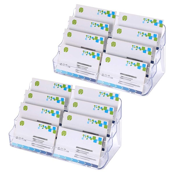 Hipiwe 2pcs 8 Pockets Acrylic Business Card Holder Stand Clear