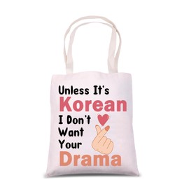 MNIGIU Finger Heart Tote Bag Korean Lover Gift Korean Obsessed Gift Korean Tv Fans Gift Korean Drama Addicts Handbag, Unless It's Korean, Large