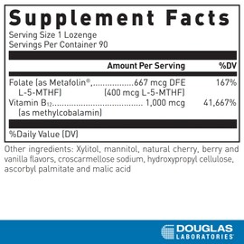 Douglas Laboratories Methyl B12 Plus | Supports Metabolism, Energy, Blood Cell Production, Nervous System, and Hormones* | 90 Lozenges