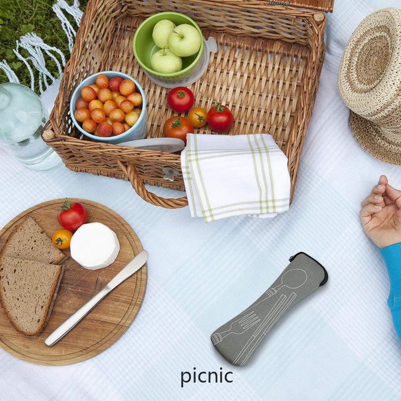 Ortodayes 4 Piece Portable Flatware Service for 1 Person, Hiking
