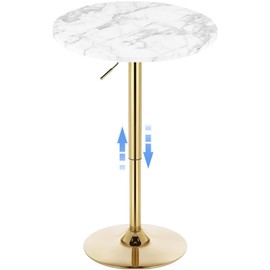 YHGSYXL Gold Cocktail Tables Round Bar Table Height Adjustable 27.9''-35.4'' Pub Table with Metal Base Modern Style for Kitchen, Bar, Office & Dining Room Sturdy & Stylish