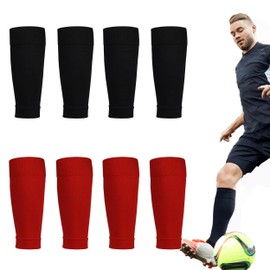 4 Pairs Football Sock Sleeves, Football Sleeve Socks, 41cm Soccer Shin Guards Sleeves, Breathable Footless Football Socks for Football Running Training