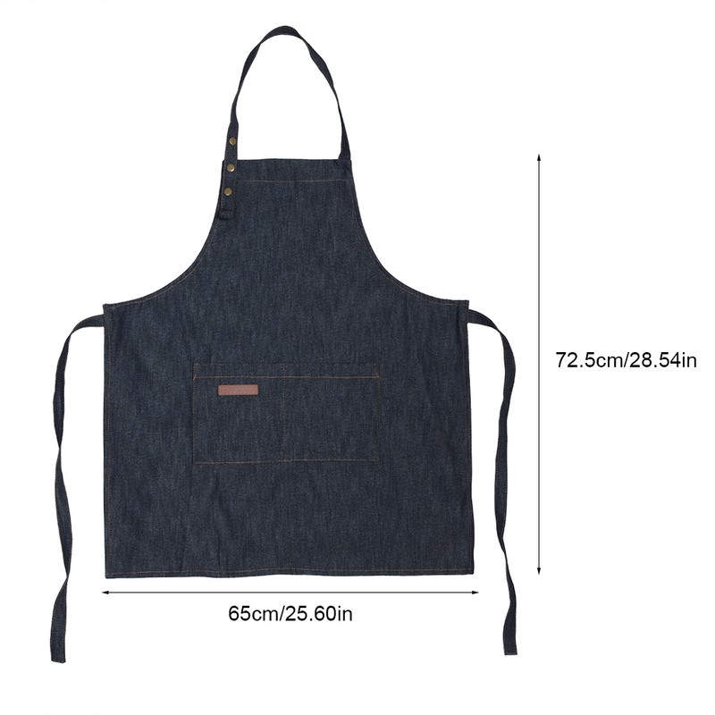 Denim Apron Baker Kitchen Restaurant Coffee Work Uniform with Front