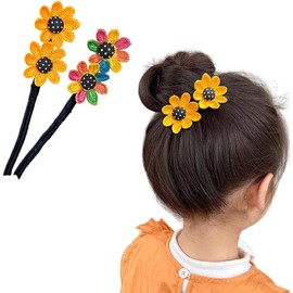 2Pcs Lazy Flower Hair Bun Maker Lazy Hair Curler Hairstyle Twist Bun Maker Donut Hair Bun Maker Hair Styling Accessories for Women Girls (Sunflower, One size)