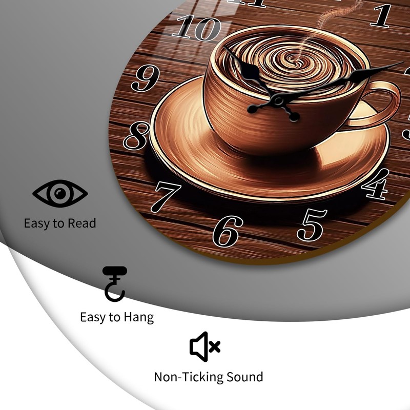 Tomopetime Kitchen Wall-Clocks for Farmhouse Deco - Coffee Cup Clock