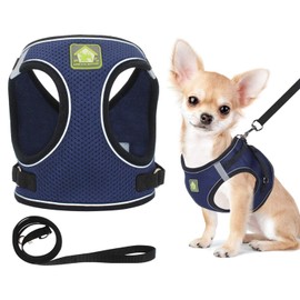 DOXLIO Correa Gato, Arnés y Correa para Gatos, Ajustable Transpirable y con Líneas Reflejantes. Arnés para Gato, Ideal para Gatos Pasear al Aire Libre (Azul Marino, M)
