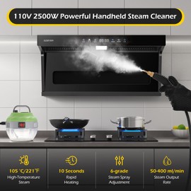 Dyna-Living Steam Cleaner 2500W Steamer for Cleaning with 1400ml Water Tank Steam Cleaner Handheld for Home Use, High-Pressure Steamer Cleaner for Car, Portable Car Steamer for Auto Detailing, Green