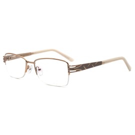 Women Semi Rimless Metal Non Prescription Fashion Glasses, Gold pink