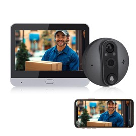 Peep Hole Camera for Front Door WiFi, Peephole Camera for Apartment Door, 4.3 Inch LCD Screen Motion Detection 1080P Peep Cam Door Viewer with Monitor, Digital Door Viewer Camera Wireless