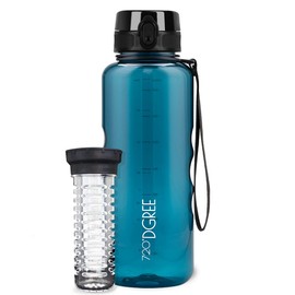 720°DGREE 'uberBottle' CrystalClear Water Bottle 1.5 L + Fruit Container, BPA-Free, Leak-Proof, Water Bottle for Gym, Fitness, Outdoor, Hiking, XL Tritan Sports Bottle: Large, Lightweight, Shockproof