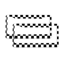 Black White Checkered Flag Racing Flag Aluminum Car License Plate Frame Auto Tag Holder with Accessories US Vehicles Standard 2 Holes (C221)