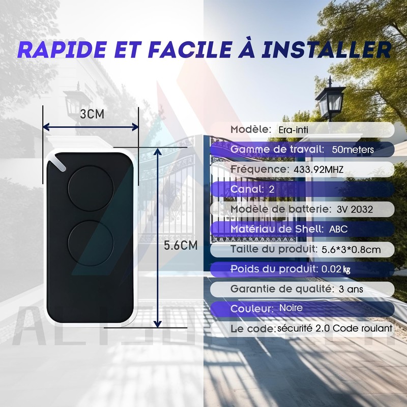 Era-Inti 3 x Remote Control Motorisation Gate Garage Door 433.92
