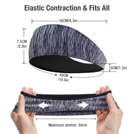 LATTCURE Sport Headband, Headband, Sweatband, Headband, Anti-Slip for Jogging, Running, Hiking, Cycling and Motorbike Driving, Pack of 3, multicolour