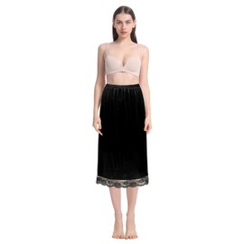Trifolium Ladies Underskirt Petticoat 29 Inch Length Half Slip Skirt Over Knee Lace Factory Label XXL UK 18-20 XXL Black