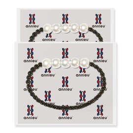 annieu Pearl Annu 2 Piece Set | Hair Elastic / Hair Accessories/ Bracelet / Annu (Pearl Black Set)