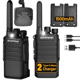 Rechargeable Walkie Talkies Long Range for Adults,FRS Radio Waki Taki Baofeng Radios Walkie-Talkie Two Way Radio USB-C 1500mAh Battery Flashlight VOX for Hiking Camping Trip Cruise (2 Pack)