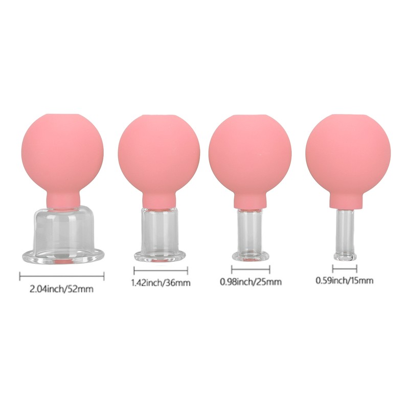 4pcs Glass Face Cupping Set Silicone Lymphatic Drainage Skin Lifting
