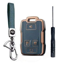 4 Buttons Key Fob Cover: Remote Case Protector Wiht Keychain Fit for Chevy Silverado Colorado 4500HD 5500HD 6500HD 2500 3500 GMC Sierra Canyon Yukon 2014 2015 2016 2017| Teal