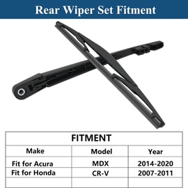 Rear Windshield Wipers Blade Arm Set for Acura MDX 2014-2020, Honda CRV CR-V 2007-2011, Back Glass Wiper Arm Blade Replacements All Seasons Fit, Replacement OE: 76720STXA01,76720-SWA-003