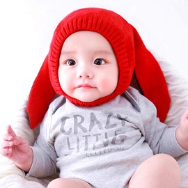 Crochet Earflap Pilot Hats Rabbit Ears Beanie Cap Winter Warm Knit Caps for Toddlers Baby Girls and Boys