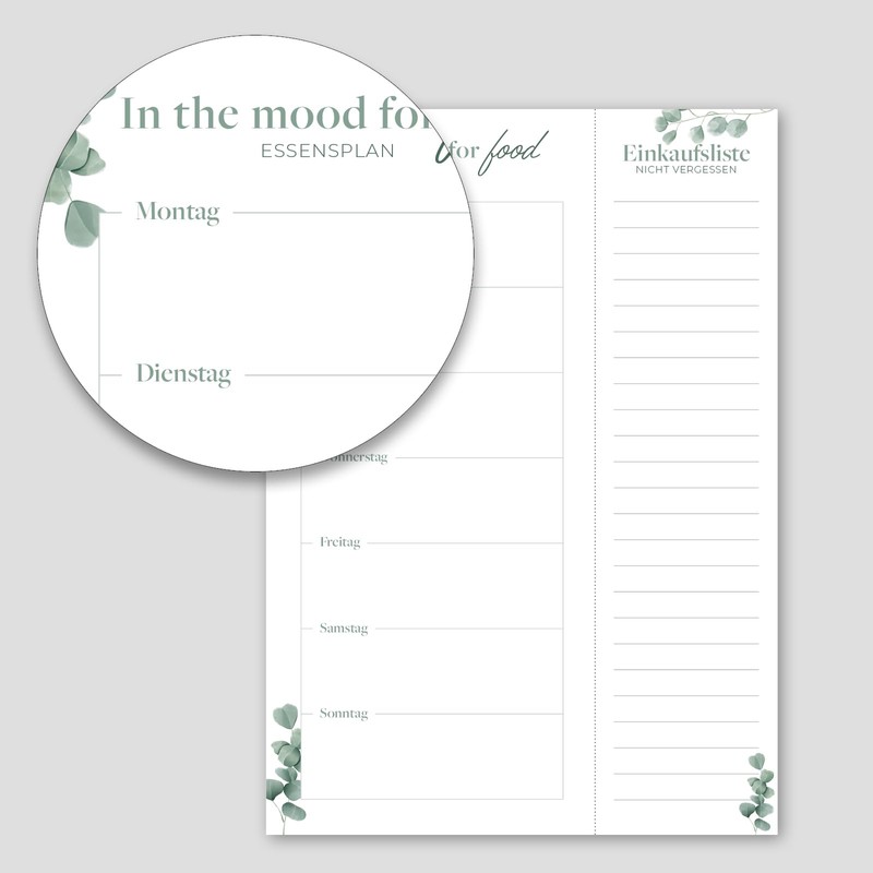 Primus Print Menu Planner with Shopping List - Food Planner