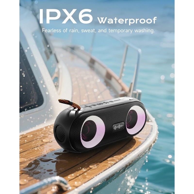 Bluetooth Speaker with IPX6 Waterproof, 20W Stereo Sound, Bluetooth 5.4