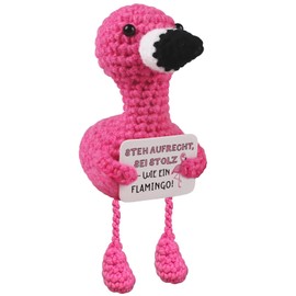 WenmthG Pocket Hug Flamingo Lucky Charm German Thank You Gifts for Boyfriend Colleague Women Men, Knitted Flamingo Anti Stress Gifts Positive Potato German Replacement - Pack of 1