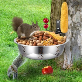 Squirrel Feeders for Outside, Metal Squirrel House for Outdoor, Durable Bowl Tree Mounted of Chipmunk Feeder, Squirrel Food for Backyard Squirrels Hold Corn, Corn Cob, Peanuts (8.5Inch