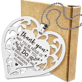Thank You Ornament, Be Proud of The Work You Do Inspirational Heart Gift for Teachers, Coworkers, Mentors, Nurses, Volunteers Appreciation Keepsake YXX15