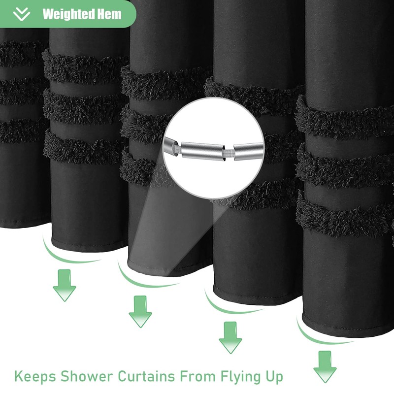 Dynamene 78 Inch Long Shower Curtain, Textured Tufted Chenille Striped