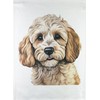 Half a Donkey Cockapoo head large cotton tea towel