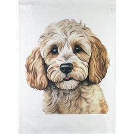 Half a Donkey Cockapoo head large cotton tea towel