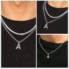 ZENGSING Mens Initial Necklace, Stainless Steel Silver Cuban Chain Adjustable