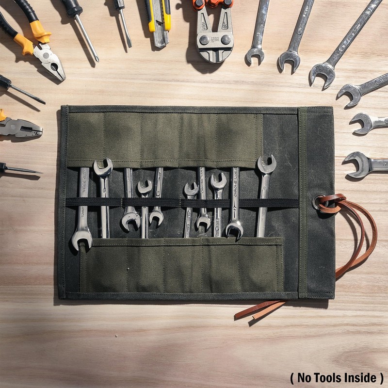 Small Tool Pouch, Heavy Duty 16oz Waxed Canvas Tool Roll