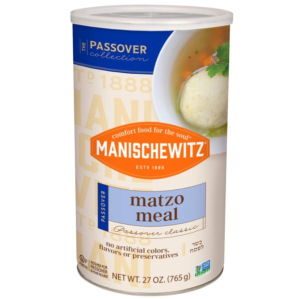 Manishewtiz Matzo Meal, 16 oz Resealable Canister, (2 Pack - Total 2lbs) Kosher for Passover