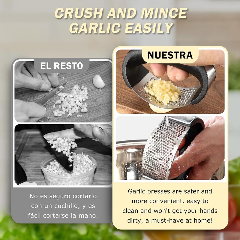 Exprimidor de Ajos con Pelador de Silicona y Cepillo de