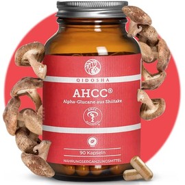 QIDOSHA AHCC capsules, 90 pieces in pharmacist jar, 676 mg shiitake extract per daily serving, of which 150 mg alpha-glucans, German production, each batch laboratory tested