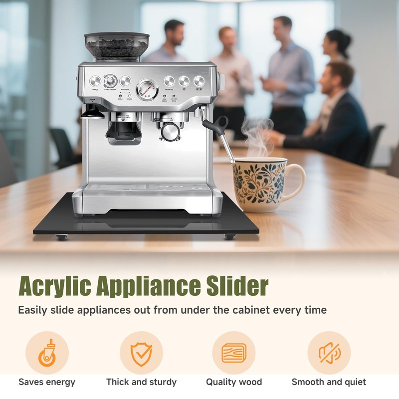 Appliance Slider for Kitchen Appliances,360° Rolling Sliding Tray for Coffee