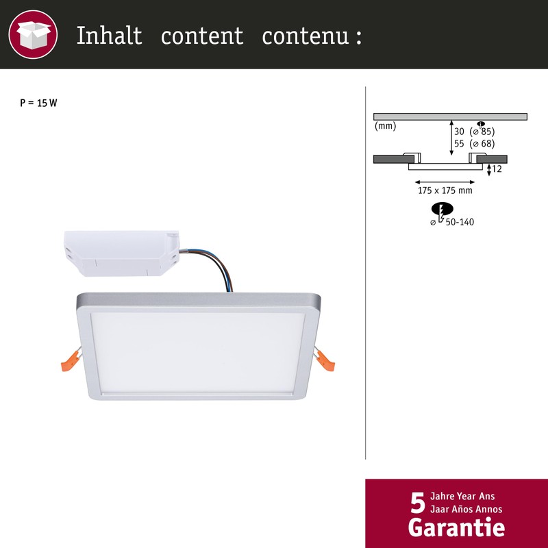 Paulmann Areo 93100 LED Panel Recessed Panel IP44 175 x