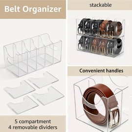 Belt Organizer 2 Pack Clear Acrylic Belt Holder for Closet Storage