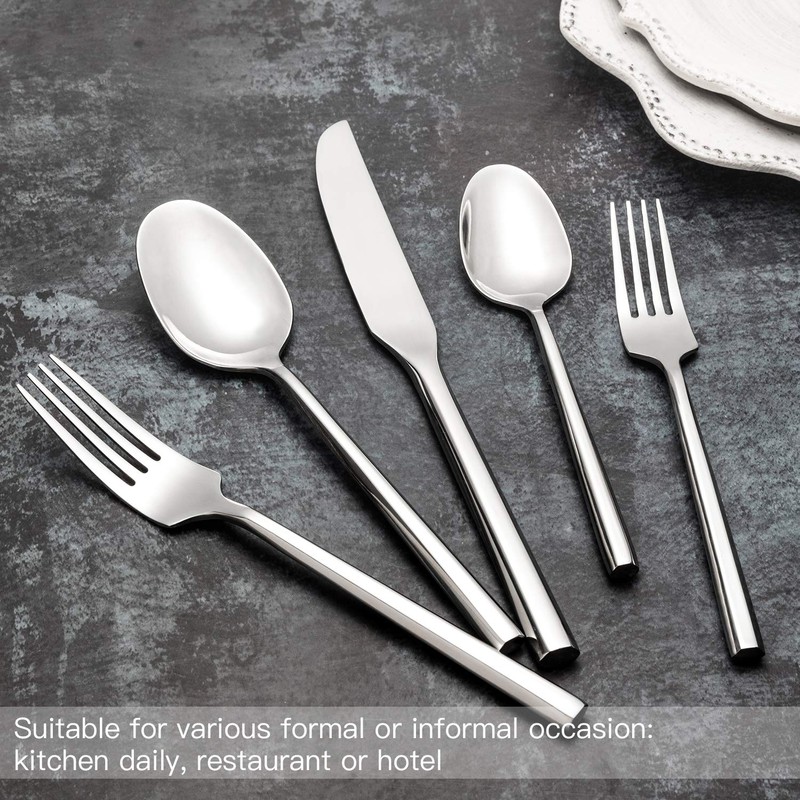 Kelenfer Hand Forged Stainless Steel Flatware Set Silverware Set Cutlery