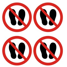 dealzEpic - Do Not Step On It/No Stepping On Surface Sign - Self Adhesive Peel and Stick Safety Warning Vinyl Decal - 3.94 inches in Diameter | Pack of 4 Pcs