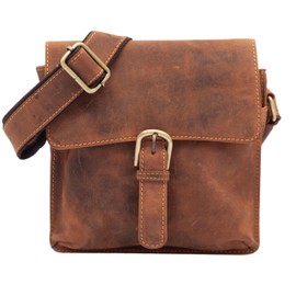 Lloyd Baker - Chennai Real Genuine Leather Small Crossbody Bag, Buckle Fastening Flapover Everyday Shoulder Bag, Structured Boho Style Distress Leather Messenger Bag