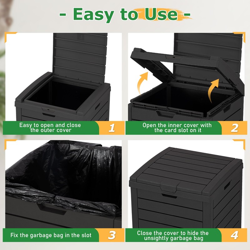 NUNU LAB 31 Gal Outdoor Trash Can with Lid -
